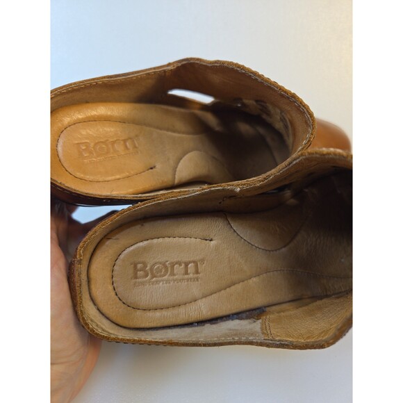 Born Paya Woven Leather Slip On Mule Clog Shoe in British Tan Women's Size 9 - Picture 9 of 12